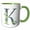 Green/White, variant on 3drose, Blue Monogram Initial K with Pretty Yellow Wild Flowers, 11oz Two-tone Green Mug