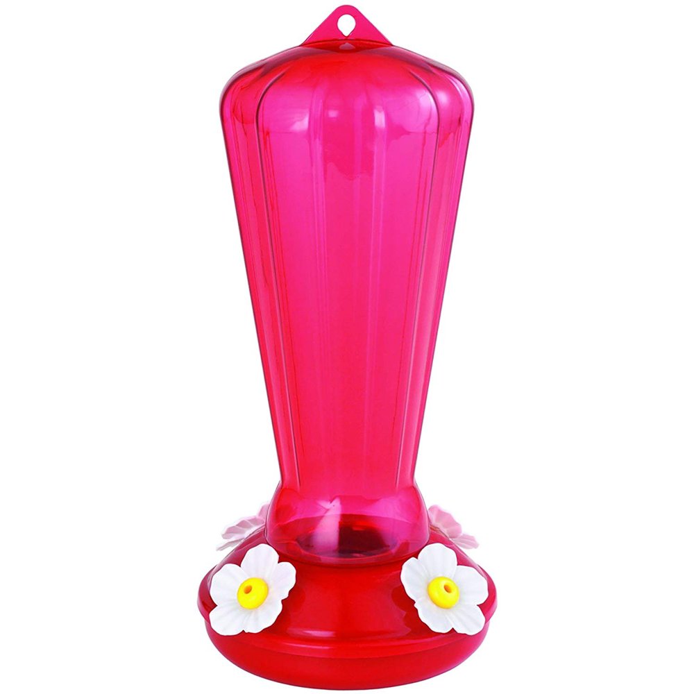 More Birds Hummingbird Feeder, Plastic Hummingbird Feeders, Red, 4 Feeding Stations, 25Ounce