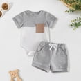 thumbnail image 2 of mgoYE Newborn Baby Boy Summer Outfit Set Contrast Color Romper Tops With Elastic Waist Shorts 0 3 6 12 18 Months Cute Infant Waffle Clothes Size 0-3 Months, 2 of 5