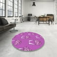 thumbnail image 3 of Ahgly Company Indoor Round Patterned Crimson Purple Area Rugs, 6' Round, 3 of 6
