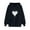 Black, variant on Hoodies for Women,Women's Comfortable Sweater Heart Pattern Printed Women's Hooded Pocket Drawstring Sweater,Size S-3XL