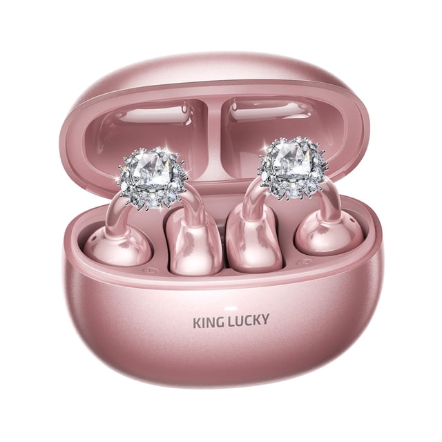 Auriculares Bluetooth Kinglucky de clip para oreja, color oro rosa