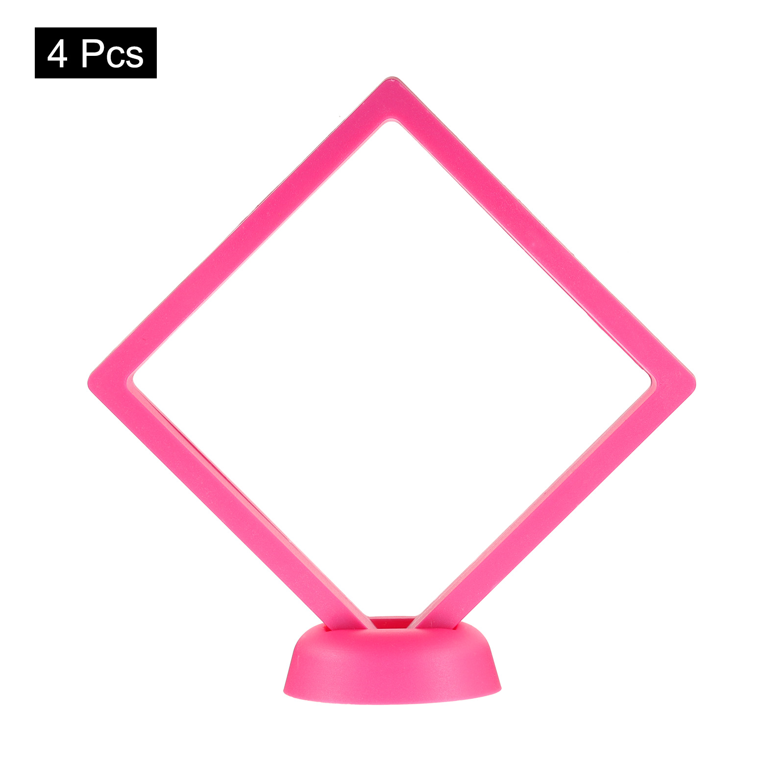 Unique Bargains 4Pcs Floating Frame Display Holder Stand 4.33" x 4.33" x 0.8" Rose Red