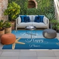 thumbnail image 2 of Coastal Starfish Outdoor Rug for Patio/Deck/Porch, Non-Slip Large Area Rug 5 x 7 Ft, Nautical Marine Life Blue Wooden Grain Indoor Outdoor Rugs Washable Area Rugs, Camping Rug Carpet Runner, 2 of 8
