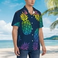 thumbnail image 5 of Haiem Abstract Bright Pineapple Fruit Retro Printed Hawaiian Shirt for Men - Men’s Casual Beach Summer Shirts - Stretch Fabric with Modern Fit-XX-Large, 5 of 9