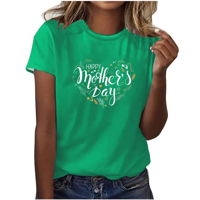 Blouses for Women Womens Fashion Print Tops Short Sleeve Out Blouse Round Neck T-Shirt Tops