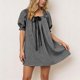 thumbnail image 2 of TaTaai Bandage Mini Skirt Dress, Women's Plaid Flower Short Sleeve Design, Fashion Comfort Style, Perfect for Spring Summer Daily Casual Use Gift, 2 of 7