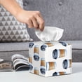 thumbnail image 6 of KLL Coffee To Go Pattern Print Tissue Box Cover,Leather Tissue Holder Square Facial Tissue Case Facial Paper Organizer Dispenser for Bathroom, Vanity Countertop, 6 of 7