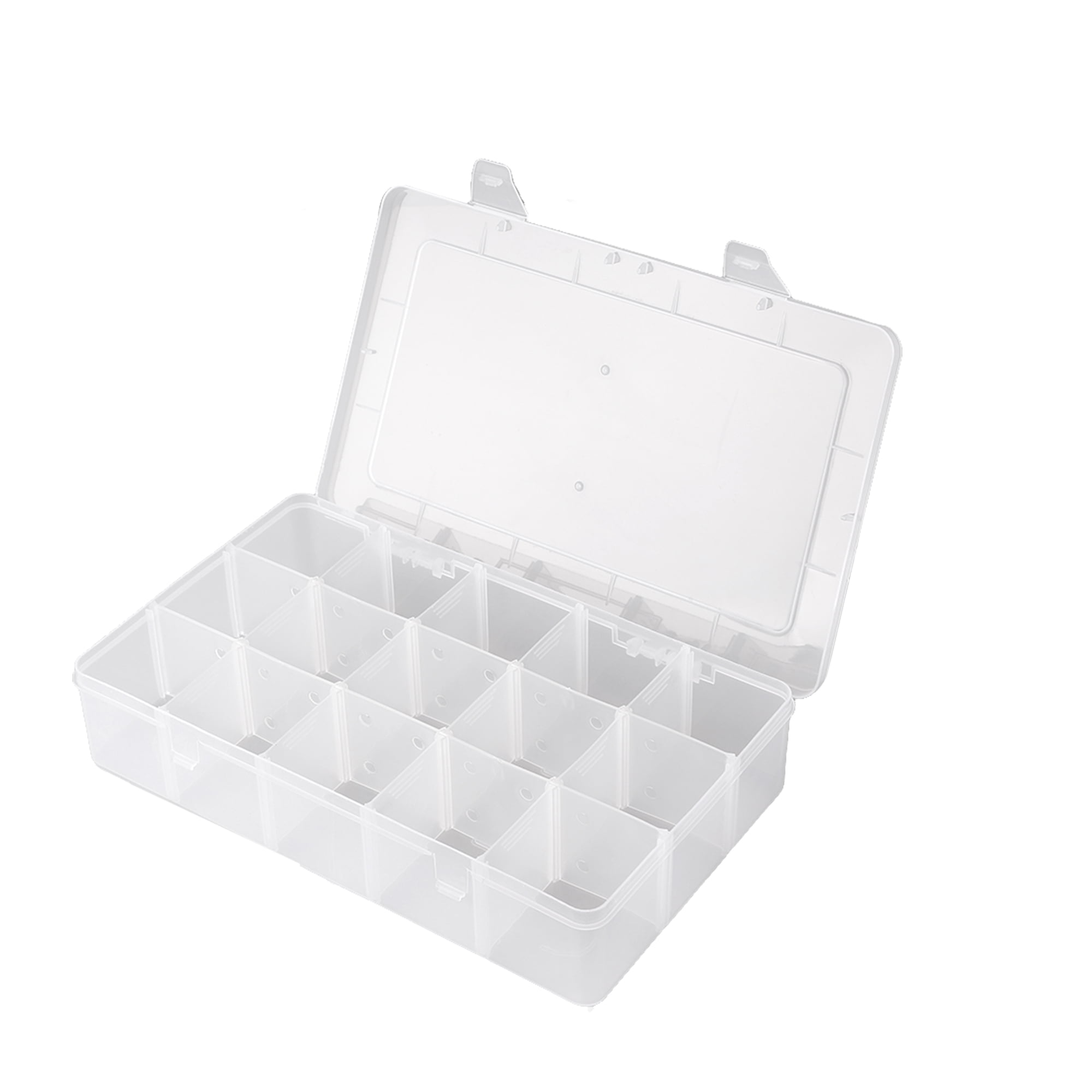 WOOXGEHM 15 Grids Plastic Clear Organizer Box with Adjustable