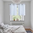 thumbnail image 6 of 2 Panels Kitchen Tier Curtains 39 Inch Length, Blue White Plaid Grommets Window Treatment Curtain, Modern Minimalist Geometric Checked Thermal Curtains Drapes for Living Room/Bathroom, 6 of 9