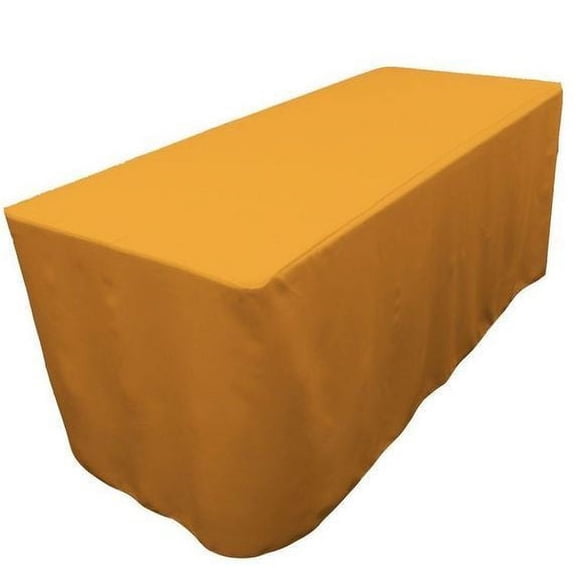 5' ft Fitted Polyester Tablecloth OPEN BACK TableCover Trade show Booth 18 COLOR", (Color: Gold)