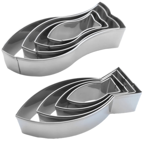 Fish Cookie Cutter Set 8-Piece, Stainless Steel Jesus Fish Fondant Cutters (4 Fork   4 Flat Tail)
