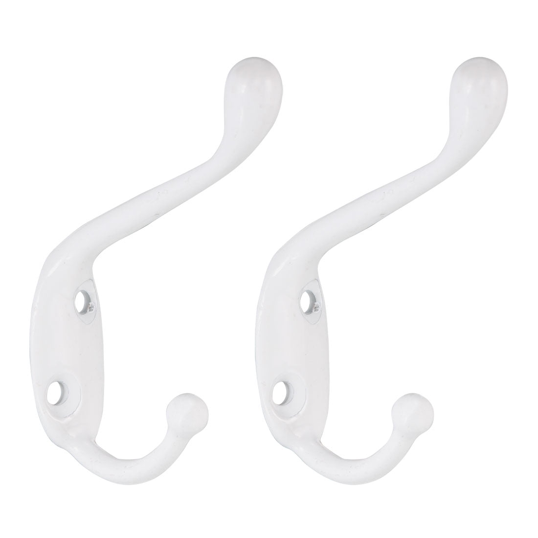 Dual Prong Coat Hooks Wall Mounted Utility White Hook 80mm x 17mm x