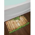 thumbnail image 2 of Rustic Bath Mat, Fresh Spring Season Grass and Leaf Plant over Old Wood Fence Garden Field Photo, Non-Slip Plush Mat Bathroom Kitchen Laundry Room Decor, 29.5 X 17.5 Inches, Green Brown, Ambesonne, 2 of 2