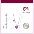 thumbnail image 2 of Sterling Silver 925 Hot Pink Double Heart Pendant Necklace with Cubic Zirconia Dangle Accent on Rolo Chain 16" Italy Unicornj, 2 of 5