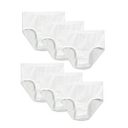 Fruit of the Loom Girls' White Cotton Brief Underwear, 6 Pack Panties Sizes 4-14