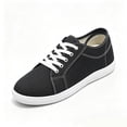 thumbnail image 6 of Pandaie Women's Men's Retro Fashion Sneakers Casual Walking Running Canvas Shoes Non Slip Workout Lace up Tennis Flats Black,10.5, 6 of 7