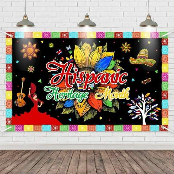 7x5FT Latino Hispanic Heritage Month Festival Decorations Backdrop Spanish Classroom Background Poster National American Photography Banner Home Office Party Supplies Props Photo Studio Booth
