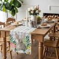 thumbnail image 3 of Easter Bunny Table Runner, Spring Gray Rabbit Daisy Floral Leaf Plants Plaid Cotton Linen Kitchen Table Decoration Washable Dining Tabletop Runners for Home Party Decor 18x72 Inches, 3 of 9
