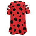 thumbnail image 5 of Coccinellidae Ladybirds Beetles Ladybugs Insects Pattern Womens Summer V Neck Zipper Top Short Sleeve T Shirt Off Shoulder Top Casual Classy Loose Shirts, 5 of 7