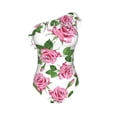 thumbnail image 4 of Yiaed Rose Flowers Print Women One Piece Swimsuits Tummy Control One Shoulder Bathing Suits Pattern Ruffle Swimwear-Large, 4 of 8