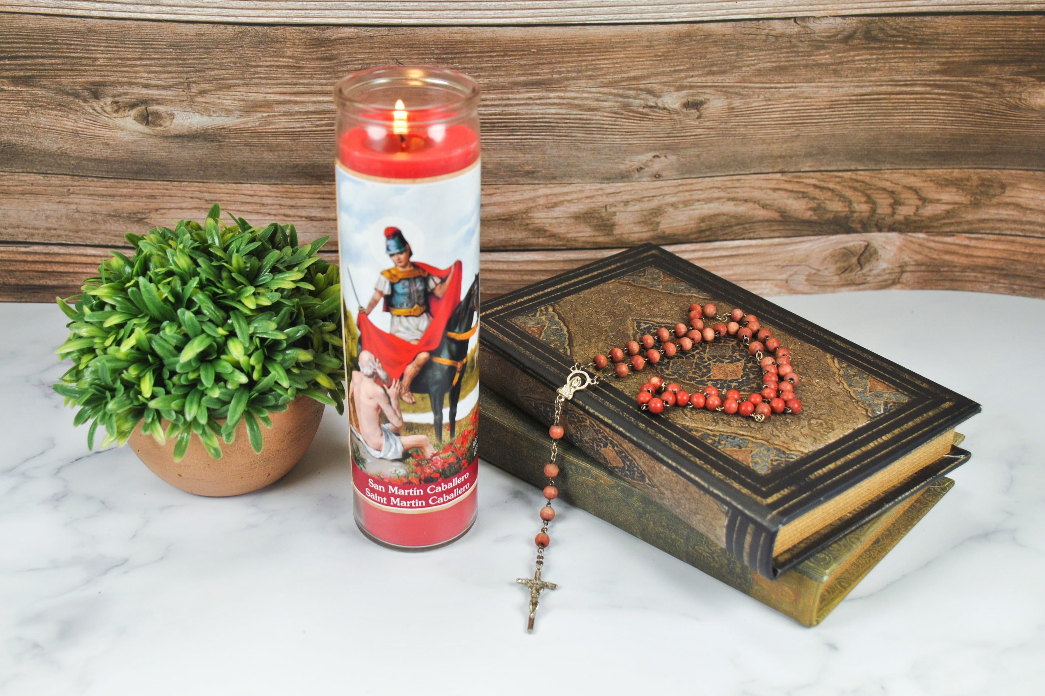 (2 pack) Prayer Candle St Martin Caballero Red Wax, 8 Inch