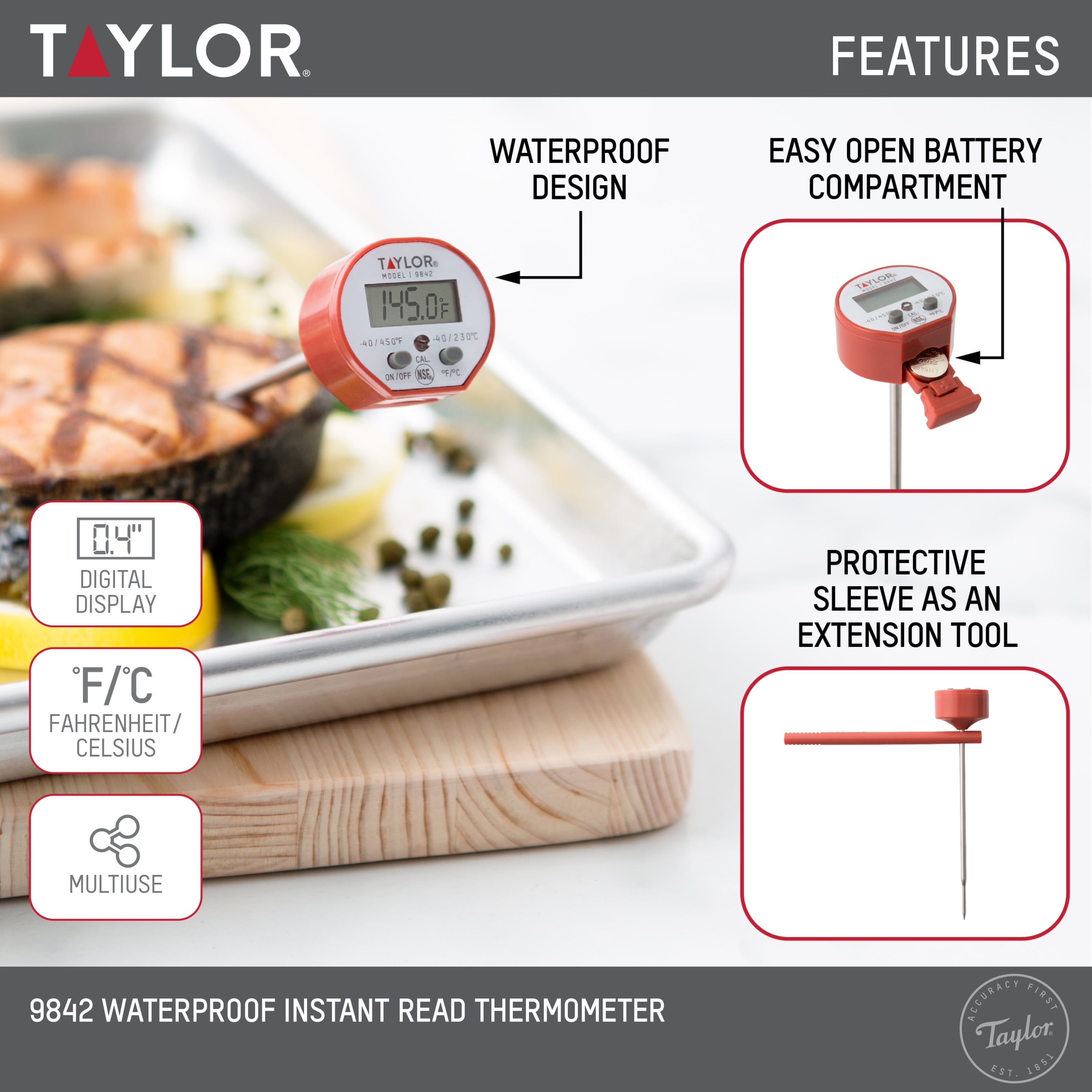 Taylor WATERPROOF DIGITAL PEN THERMOMETER, INSTANT READ, Kitchen Food Meat  LCD