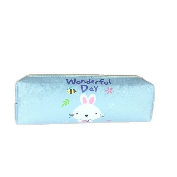 Estuche para lápices Cute Rabbit de piel sintética de gran capacidad