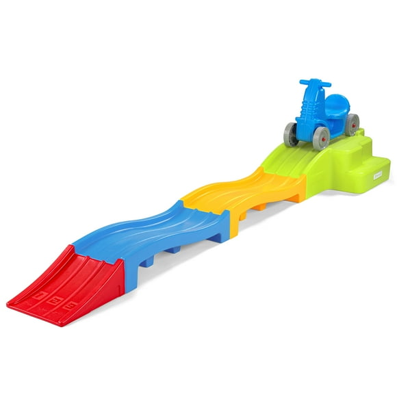 Simplay3 Deluxe Expandable Roller Coaster with Tracks, Downhill Race Track for Growing Kids, Indoor Outdoor Toddler Ride On Toy, Ages 2-5 Years 107.5" L