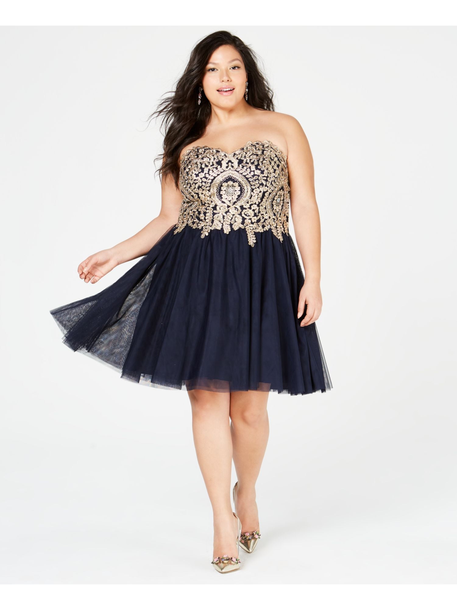 CITY STUDIO Womens Navy Baby Doll Party 