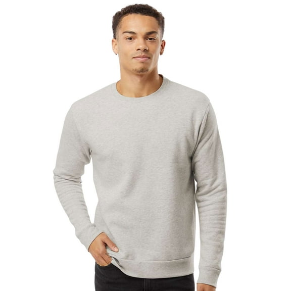 Unisex Malibu Crewneck Sweatshirt, 60/40 Cotton/Polyester Fleece Long Sleeve Winter Sweater (Oatmeal , L)