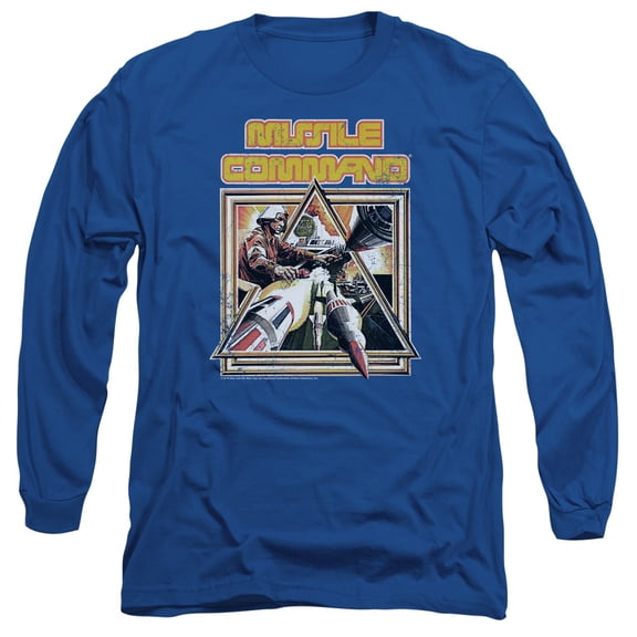 Atari Missle Commander Long Sleeve T-Shirt Adult 18/1 Royal Blue