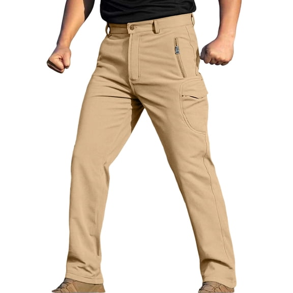 BRGZLK Men's Cargo Trousers, Fleece-Lined Hiking Pants, Waterproof Snow Ski Pants, Outdoor Ski Softshell Ski Pants, Hiking Zipper Bottoms