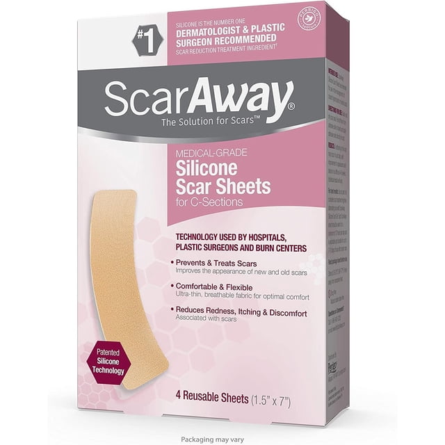 ScarAway C-Section Scar Treatment Strips, Silicone Adhesive Soft Fabric (7 X 1.5 Inch) by ScarAway