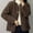 Brown Coats for Winter, variant on XPMWRP Women's Oversized Fleece Jacket Coat Casual Crew Neck Button Down Jackets Solid Color Loose Coats with Pockets Brown XXL
