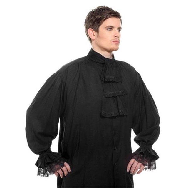 The Pirate Dressing C1086 Colonial Shirt- Black - 2XL