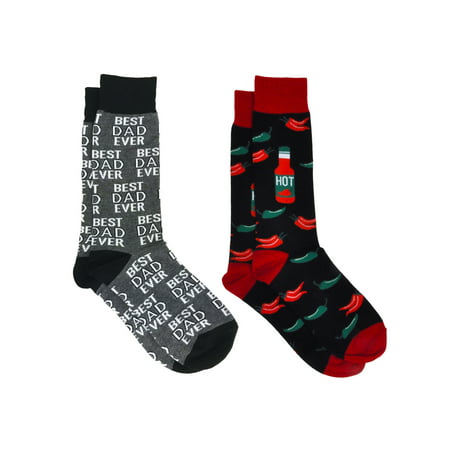 Men's Best Dad Ever Socks Grey and Hot Sauce & Chili Peppers Food Socks