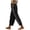 #020-Black, variant on Women's Casual Solid Color Mid Waist Lace Up Pants with Pockets, Loose Cotton Pants for Women, Breathable Work Daily Vacation Outfits for Women