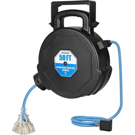 Goodyear Mountable Retractable Extension Cord Reel - 16AWG x 50' Ft, 3 Goodyear Mountable Retractable Extension Cord Reel - 16AWG x 50' Ft, 3