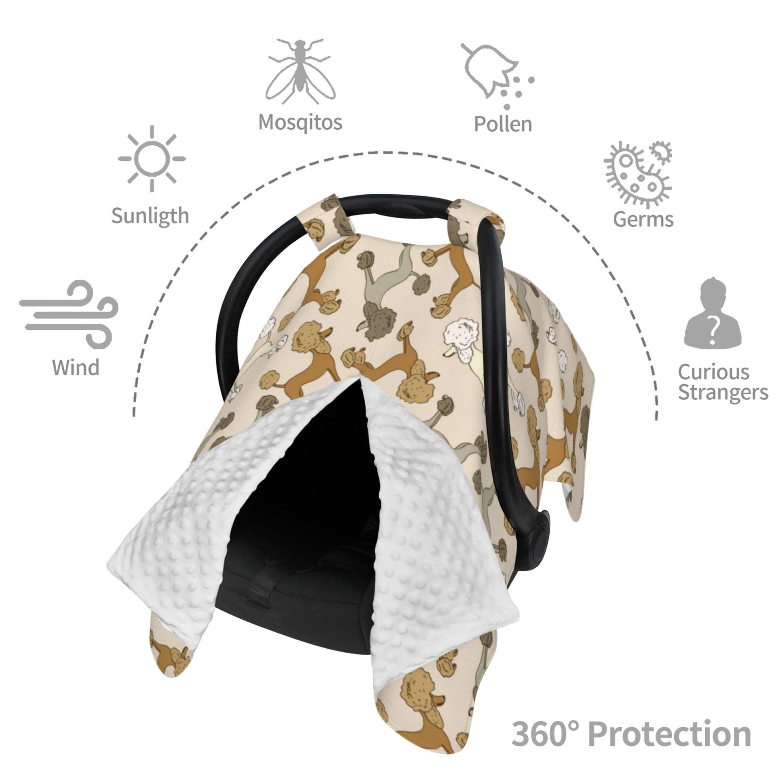 Car Seat Cover Baby - Cute Poodle Dog Breathable Infant Car Seat Cover for Baby Carseat, Lightweight Comfort Baby Essentials Must Haves Newborn Stuff for Girl Boy