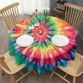 thumbnail image 3 of Colorful Rainbow Tie Dye Spiral Pattern Round Tablecloth 60"x60",Wrinkle Wipeable Table Cloth for Kitchen Dining Room Picnic Patio Party, 3 of 6