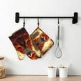 thumbnail image 6 of Honeii Maple Leaf Meditating Fox patten Oven Mitts and Pot Holders Sets, Baker Oven Mitts, Mittens for Kitchen Decor, Baking Lover over Gloves Gifts, 6 of 7