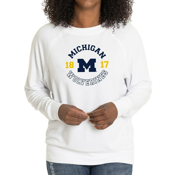 Women's White Michigan Wolverines Rylee Raglan Tri-Blend Long Sleeve T-Shirt