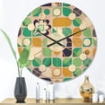 thumbnail image 2 of Designart 'Leaves and Flowers With Geometric Pattern' Mid-Century Modern Wood Wall Clock, 2 of 5