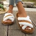 thumbnail image 4 of ZVNAΖH Women's Winter Thick Sole Plush Slippers Warm Fluffy Crisscross Strap Indoor Outdoor House Shoes, 4 of 8