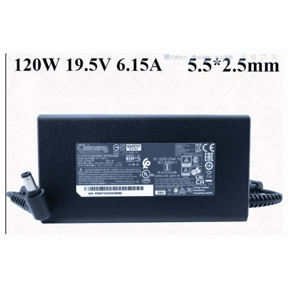 Charger 120W 19.5V 6.15A for MSI GF63 Thin 9SCX-615 A12-120P1A 5.5*2.5mm AC Adapter Laptop Power Supply