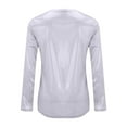 thumbnail image 4 of Women's Solid Color Reflective Shiny Metallic Round Neck Long Sleeve Top T Shirt, 4 of 7
