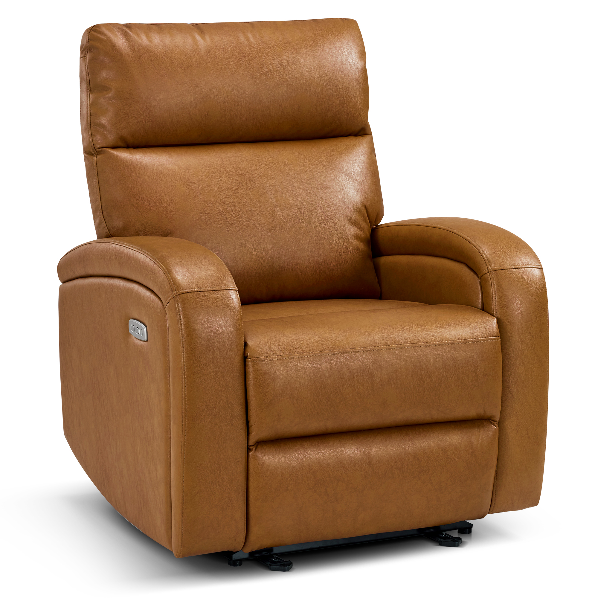 MCombo Zero Wall Hugger Power Recliner Chair for Small Space, Living Room, RV, Cognac Brown