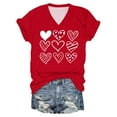 thumbnail image 5 of Womens Valentine'S Day Tops Blouses Solid Color V Neck Printed Short Sleeved Boho Tops for Women,Red,XL, 5 of 5