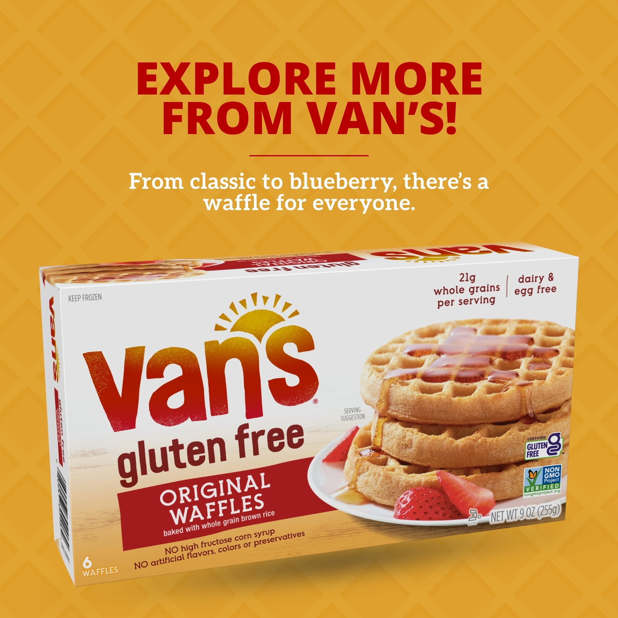 Van's Non-GMO, Gluten Free Blueberry Waffles, 6 waffles (9oz)